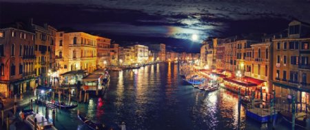 威尼斯水道夜景图片