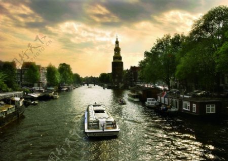 阿姆斯特丹运河游船图片