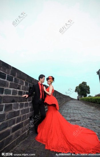岳阳楼城墙婚纱摄影图片