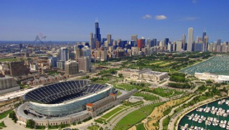 芝加哥城市景观俯瞰图片