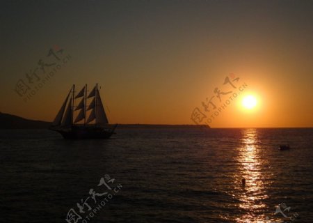 希腊爱琴海的日落图片