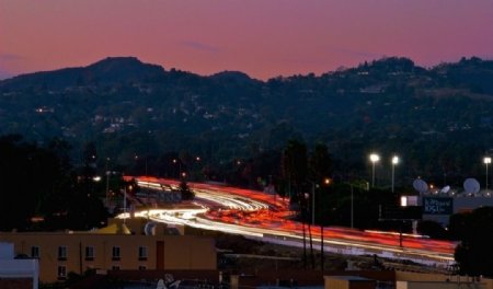 国外城市景色马路夜景高速路图片