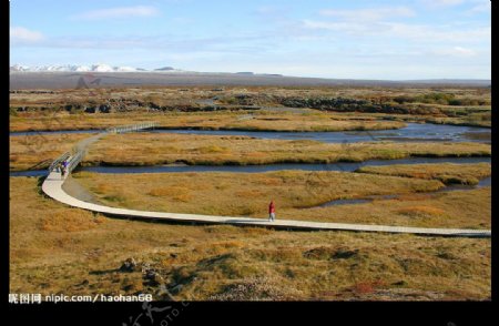 洼地木板小路冰岛图片