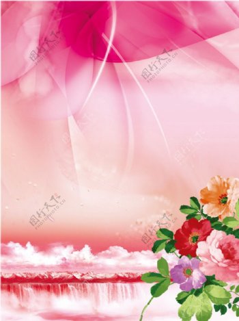 梦幻花朵展板背景图片
