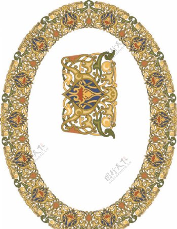 古典花纹花边框圆形相框图片
