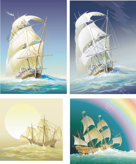 矢量帆船图片