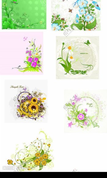 7款各种花朵矢量素材图片