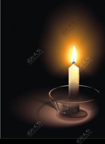 蜡烛和玻璃杯图片