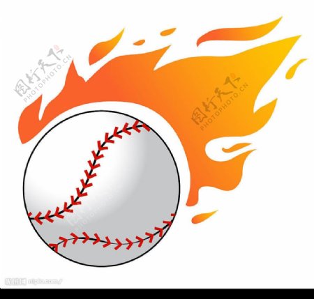 火焰棒球矢量素材图片