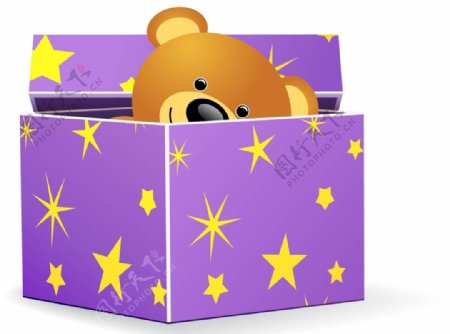 小熊礼物盒图片