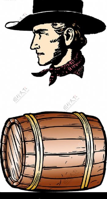 牛仔酒桶木桶图片