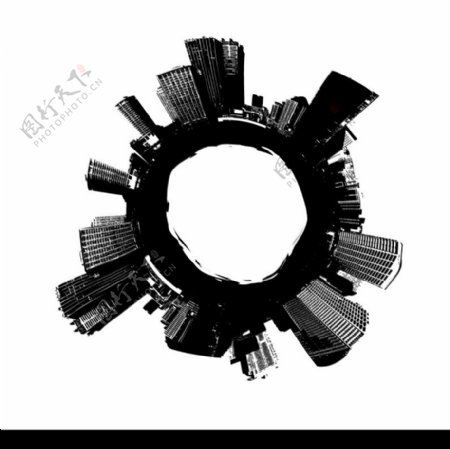 黑白城市矢量素材图片
