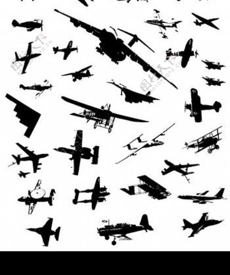飞机战斗机剪影矢量图片