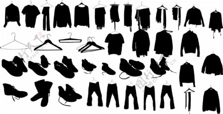 衣服鞋子的剪影矢量图图片