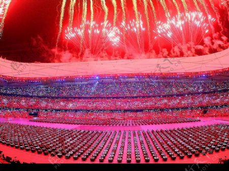 2008年北京奥运会鸟巢开幕式焰火图片