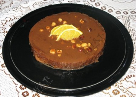 巧克力鲜橙果仁蛋糕图片