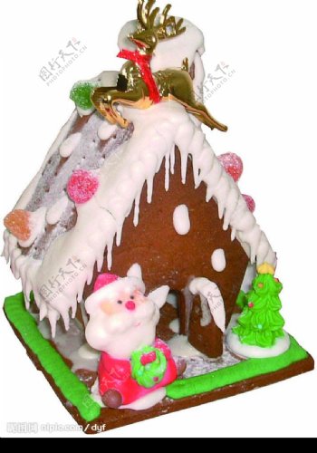 小乡村圣诞巧克力奶油姜饼屋蛋糕图片