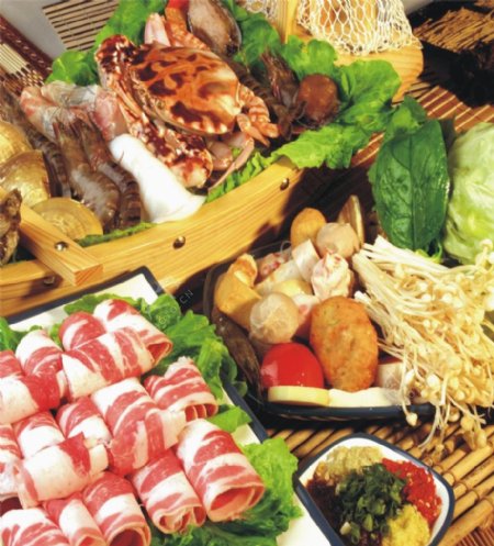 日式涮火锅生食料图片
