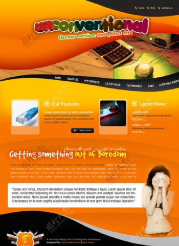 橙色欧美网站模板图片
