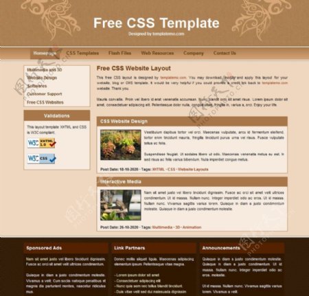 棕褐色设计公司CSS网站模版图片