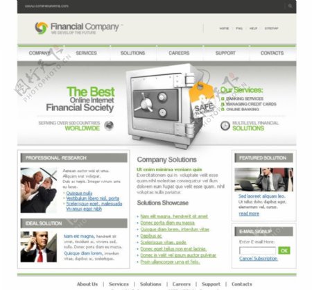金融公司网页设计模板图片
