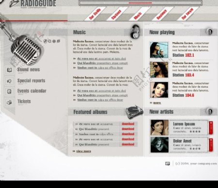音乐类网站模板图片