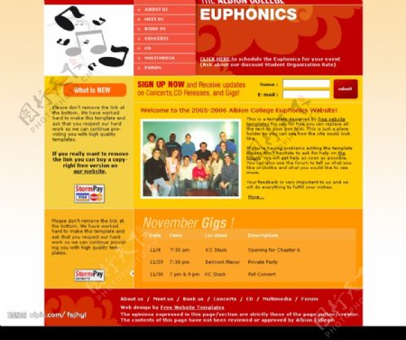 欧美某音乐学院网站模板图片
