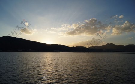 滇池日落图片