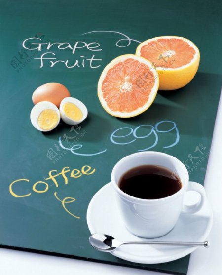 鸡蛋橙子咖啡图片素材图库