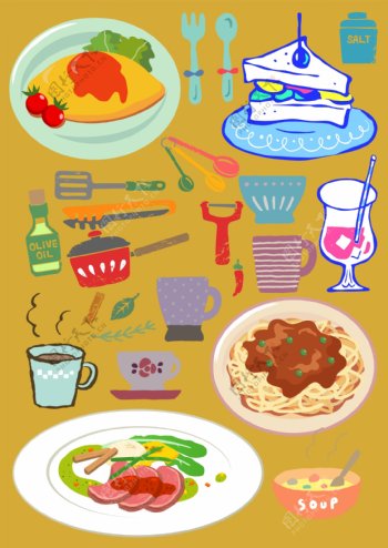 手绘食物素材图片