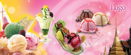冰淇淋冰激凌展板模板图片