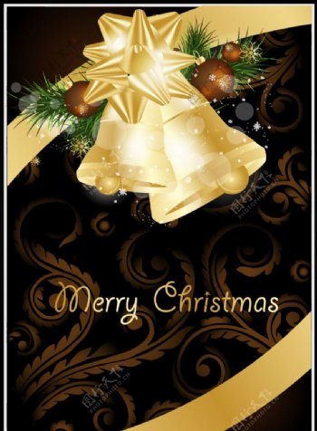 金色花纹圣诞背景图片