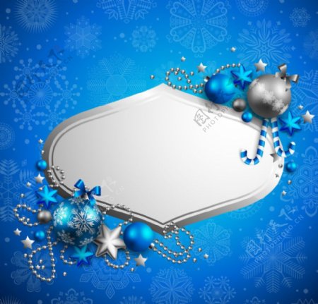 蓝色雪花圣诞背景边框图片
