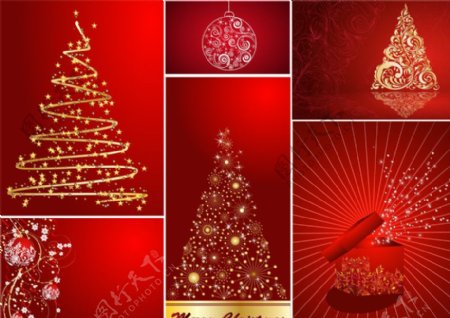 圣诞背景圣诞展板动感光线星光圣诞树图片