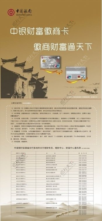 中国银行展架财富徽商卡图片