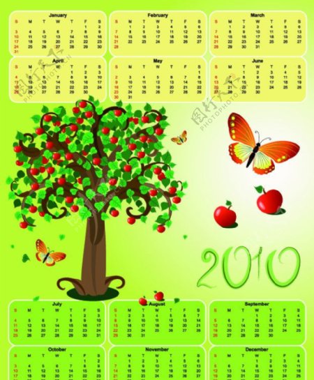 2010苹果树日历图片