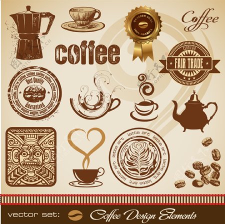 咖啡图标背景素材矢量图图片