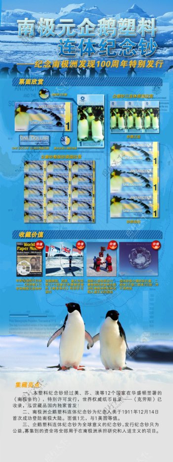 南极企鹅环保钱币x展架图片