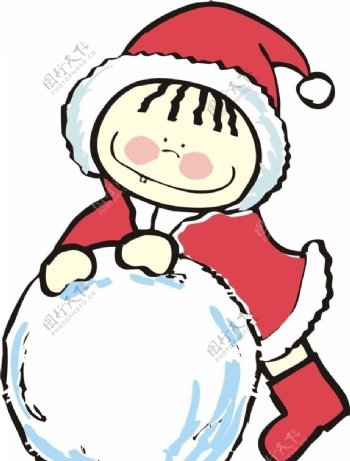 圣诞娃娃滚雪球图片