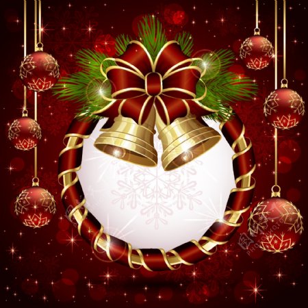 金色铃铛圣诞球背景图片
