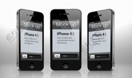 三视图苹果黑色iPhone4S高清分层图片