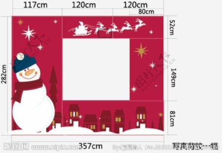 圣诞原创壁画新年雪人海报圣诞节画面图片
