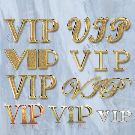 烫金金色VIP字体设计图片