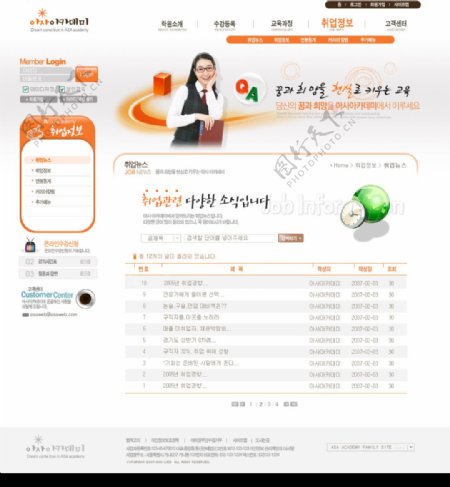 韩国桔红校园网站套装文章页图片