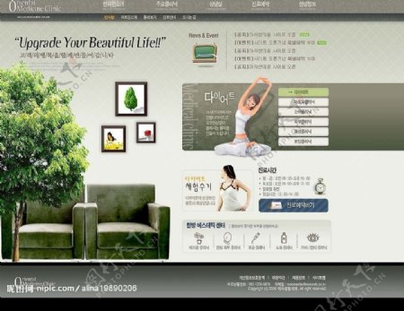 韩国女性瑜珈网站网页模板图片