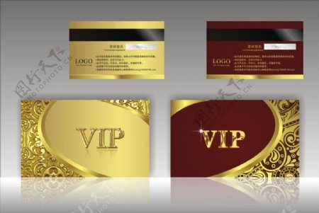 VIP卡名片黄金色花纹图片