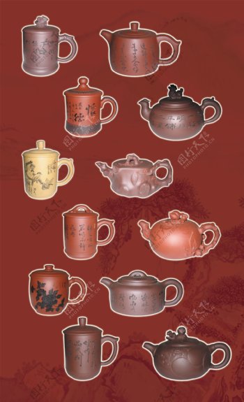 紫砂茶壶盖杯图片
