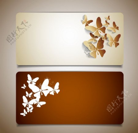 蝴蝶剪纸图案名片卡片图片