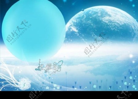 深情密码系列蓝色透明星球图片