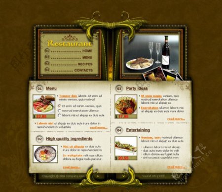 美食餐厅网页模版古典欧洲古典欧洲风情西餐厅图片